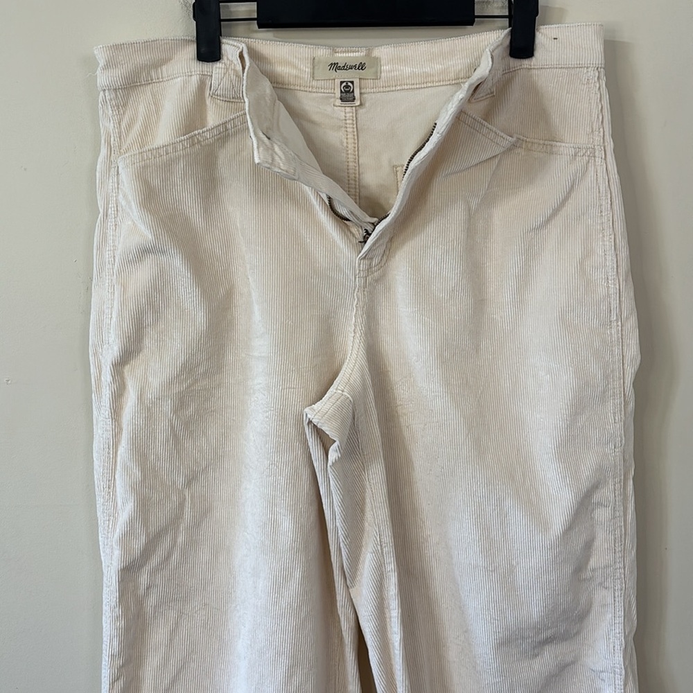 Madewell Emmett 2.0 Wide-Leg Pants in Corduroy Antique Cream Size 12 - Picture 7 of 13